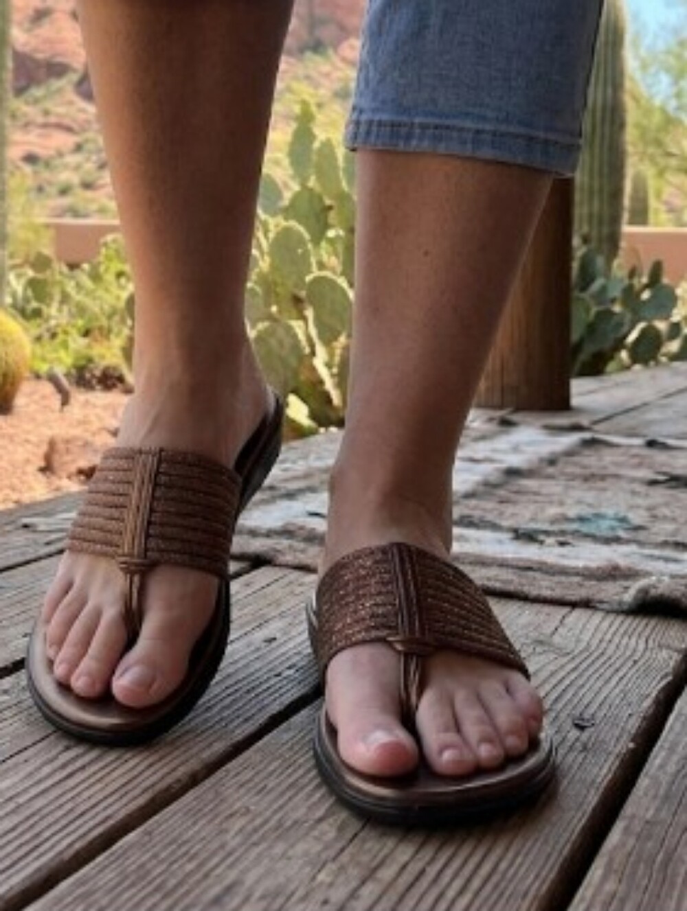 NIB Lia Bijou Brown Bronze Shimmer Thong Sandals Flip Flops Size 8